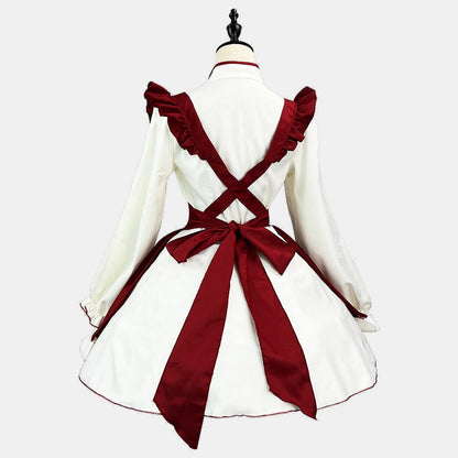 Sweet Red Buckle Tassel Lolita Maid Dress SpreePicky