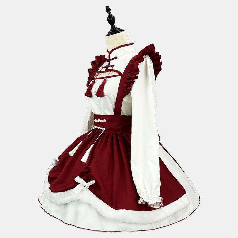 Sweet Red Buckle Tassel Lolita Maid Dress SpreePicky