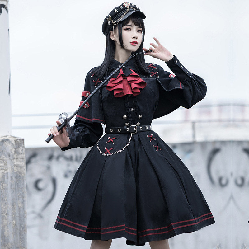 Gothic Lolita Black Costume Military Uniform SpreePicky