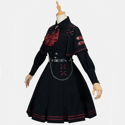 Gothic Lolita Black Costume Military Uniform SpreePicky