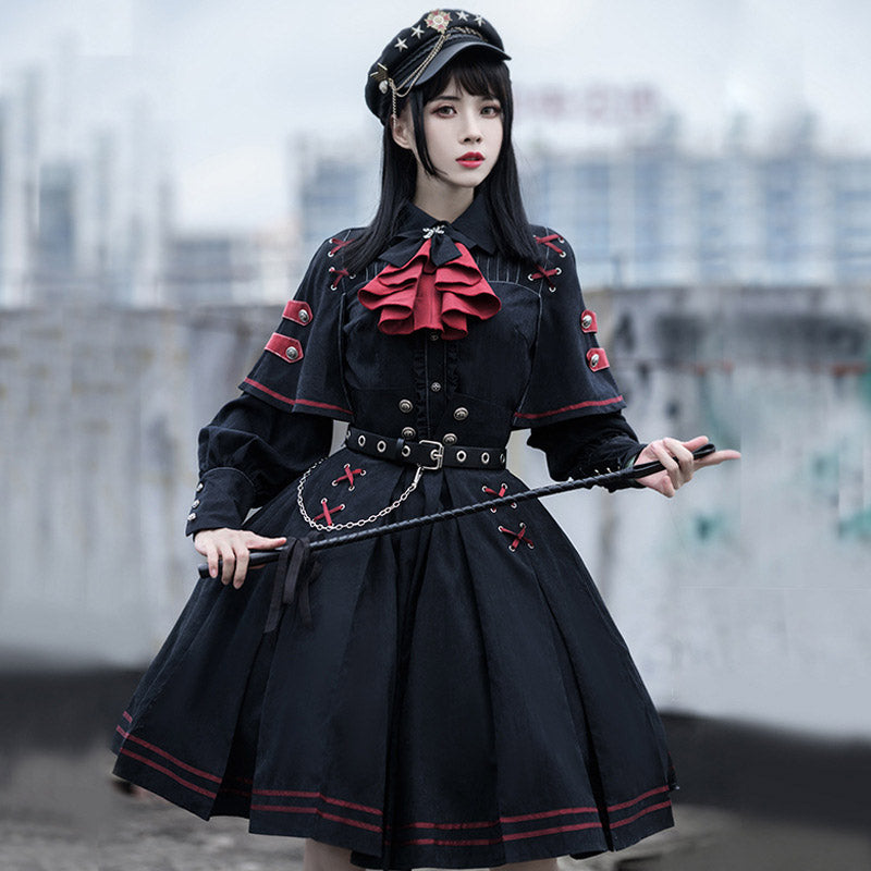 Gothic Lolita Black Costume Military Uniform SpreePicky