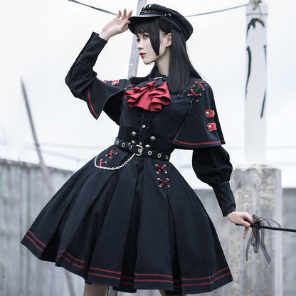 Gothic Lolita Black Costume Military Uniform SpreePicky