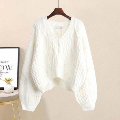 Elegant White Knit Sweater Vintage Embroidery Pleated Skirt Modakawa