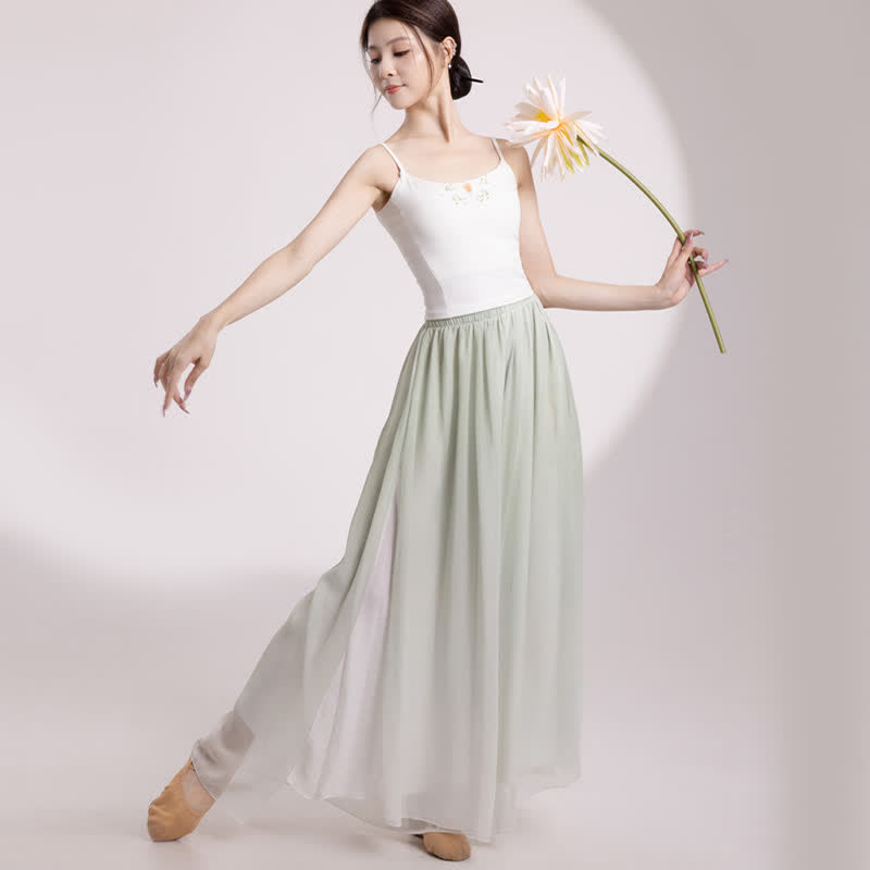 Gradient Color Chiffon Flowy Split Wide Leg Pants modakawa