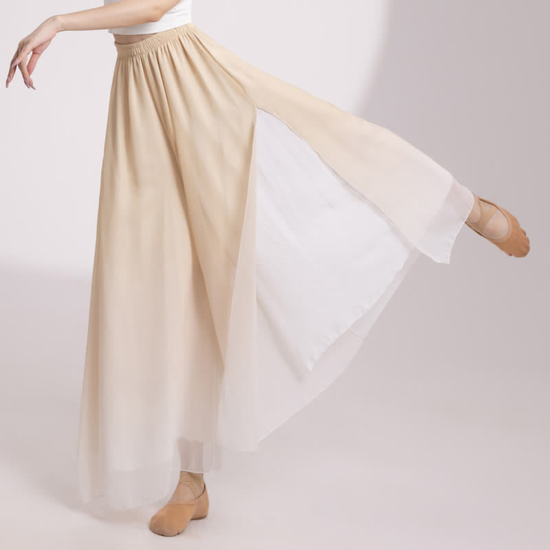 Gradient Color Chiffon Flowy Split Wide Leg Pants modakawa