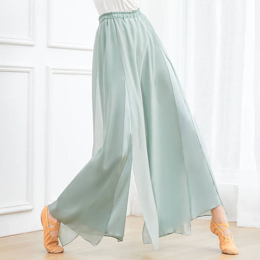 Flowy Chiffon Split Wide Leg Pants modakawa