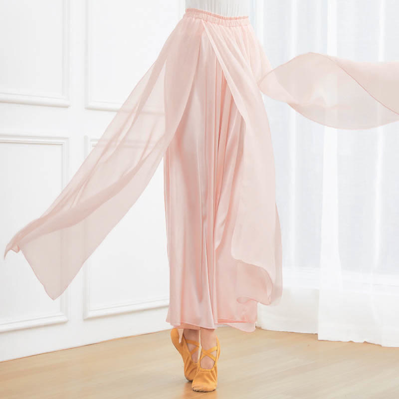 Flowy Chiffon Split Wide Leg Pants modakawa