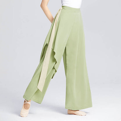 Flowy Ribbon Lace Up Wide Leg Pants modakawa