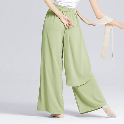 Flowy Ribbon Lace Up Wide Leg Pants modakawa