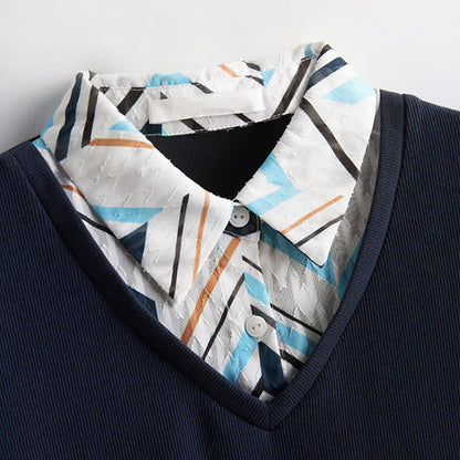 Chic Stripe Print Lapel Shirt modakawa