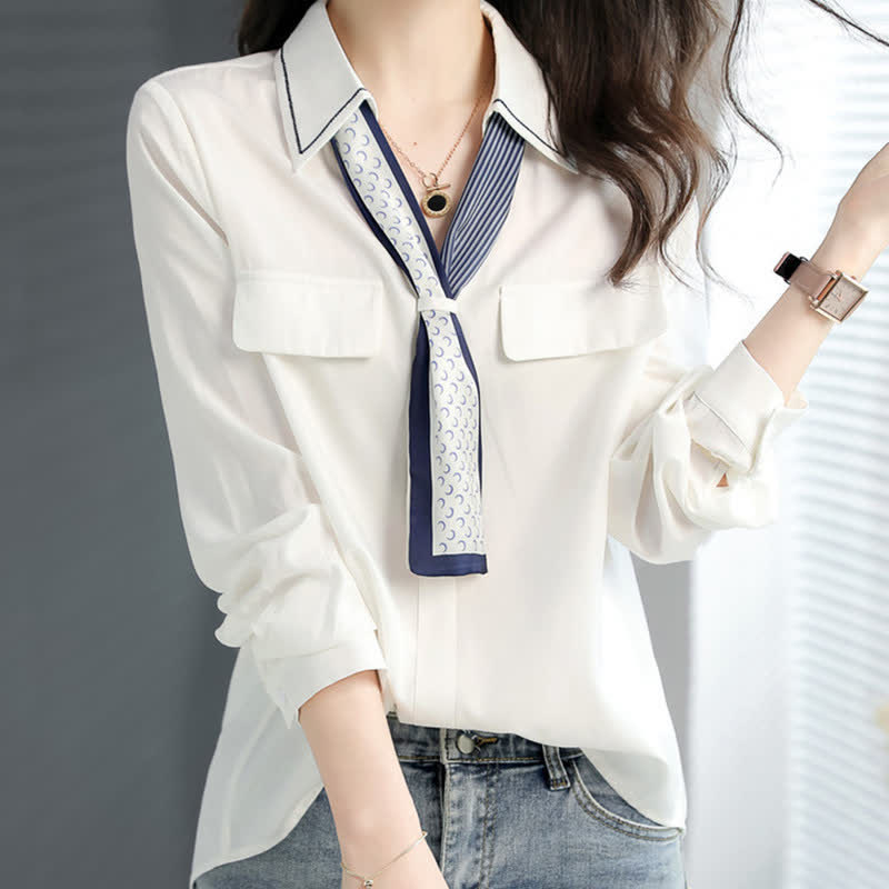 Chic V-neck with Tie Shirt modakawa