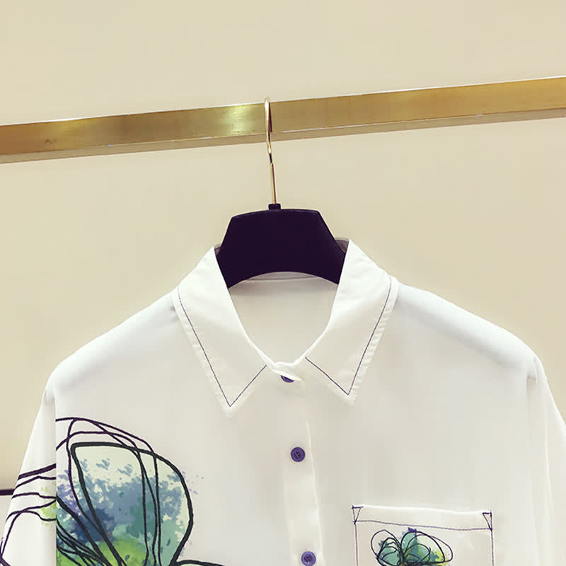 Floral Print Short Sleeve Lapel Shirt modakawa