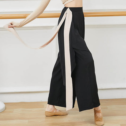 Flowy Ribbon Lace Up Wide Leg Pants modakawa