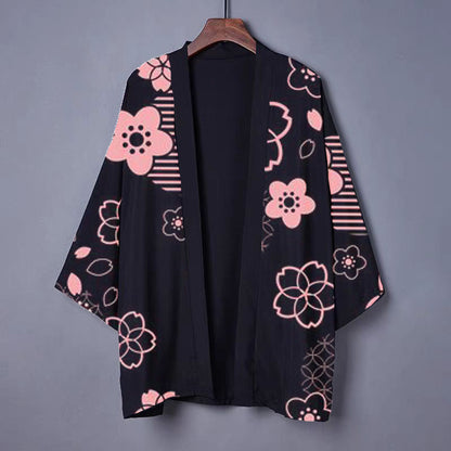 Vintage Pink Floral Print Cardigan Kimono Outerwear modakawa