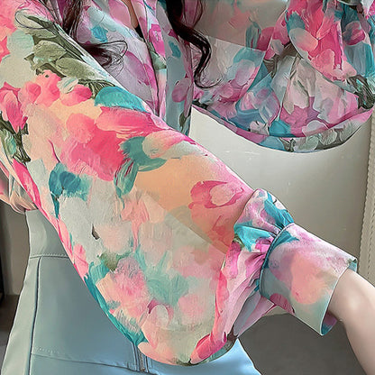 Fashion Flowers Colorful Long Sleeve Shirt modakawa