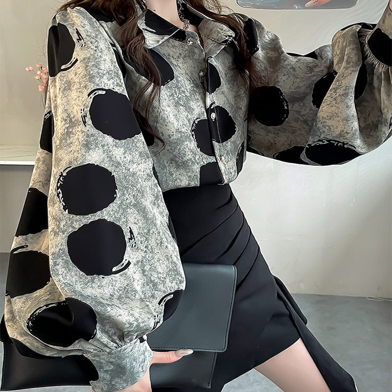 Polka Dots Long Sleeve Fashion Shirt modakawa