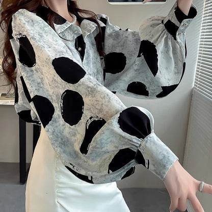 Polka Dots Long Sleeve Fashion Shirt modakawa