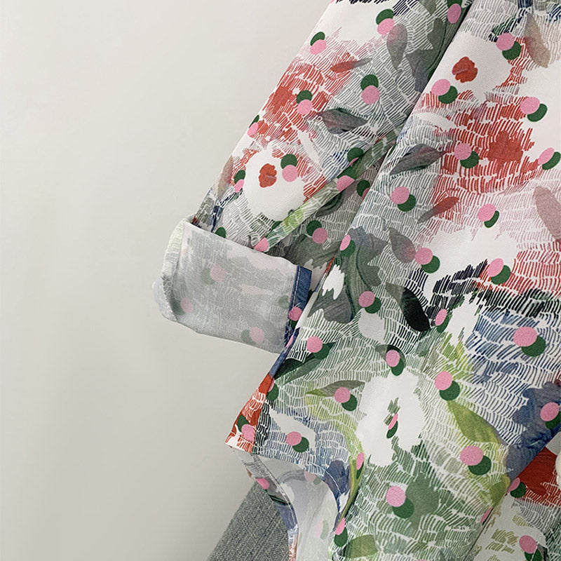 Colorful Floral Print Long Sleeve Shirt modakawa