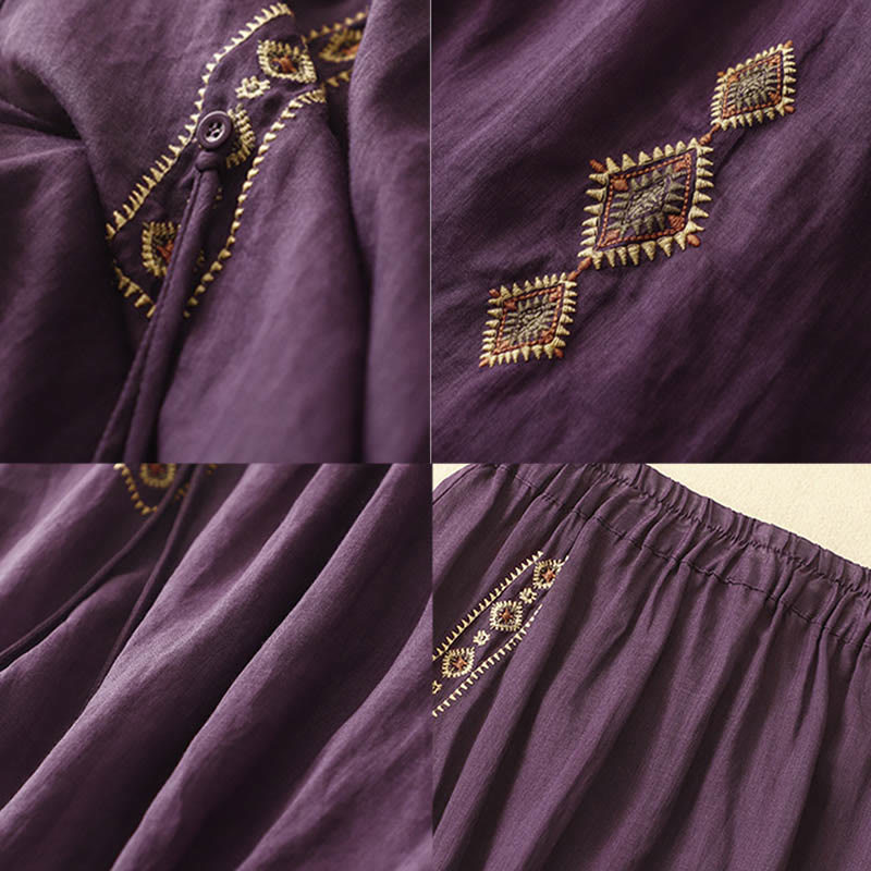 Retro Ethnic-Style Embroidery Skirt modakawa