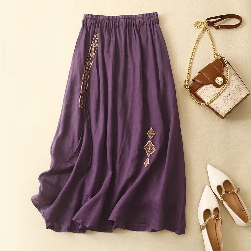 Retro Ethnic-Style Embroidery Skirt modakawa