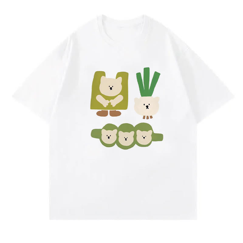 Cartoon Green Letter Print T-Shirt Chiffon Wide-Leg Pants modakawa