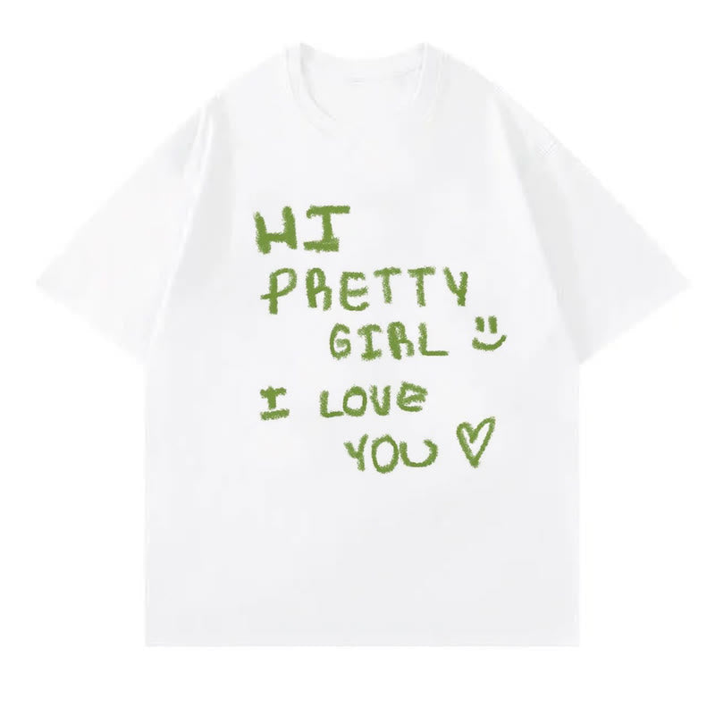 Cartoon Green Letter Print T-Shirt Chiffon Wide-Leg Pants modakawa