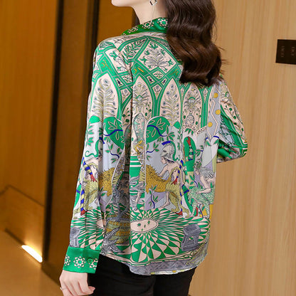 Green Vintage Long Sleeve Shirt modakawa