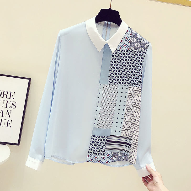 Casual Contrast Color Dots Print Shirt modakawa