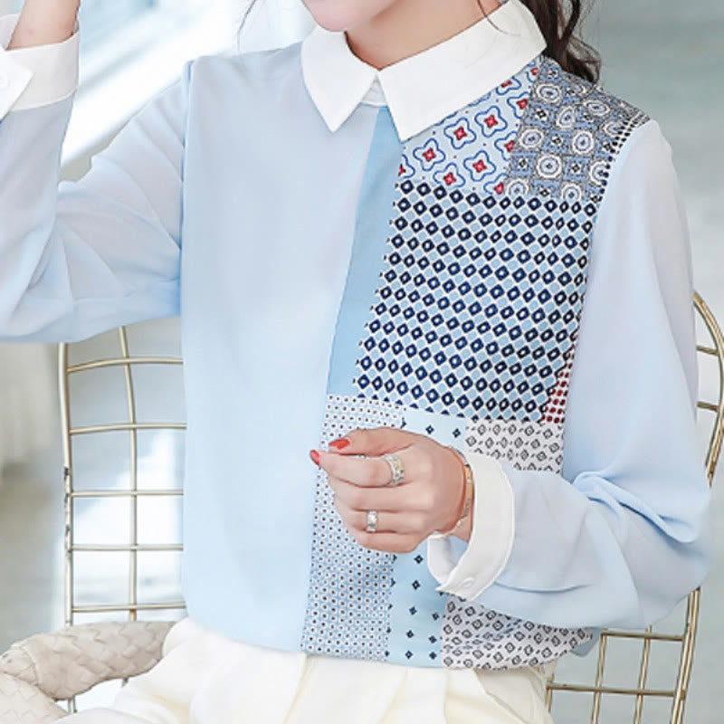 Casual Contrast Color Dots Print Shirt modakawa