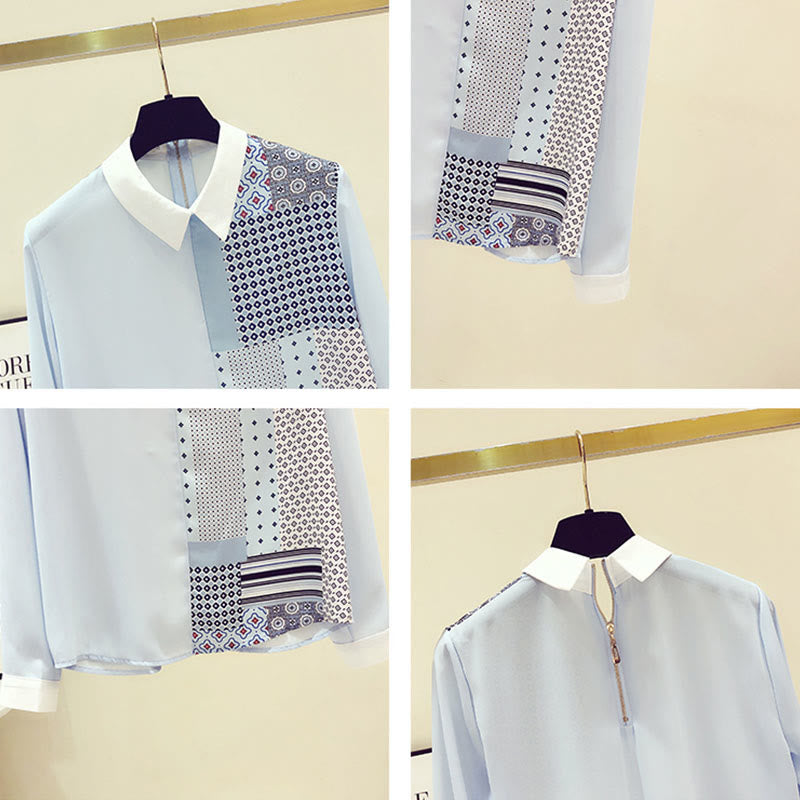 Casual Contrast Color Dots Print Shirt modakawa