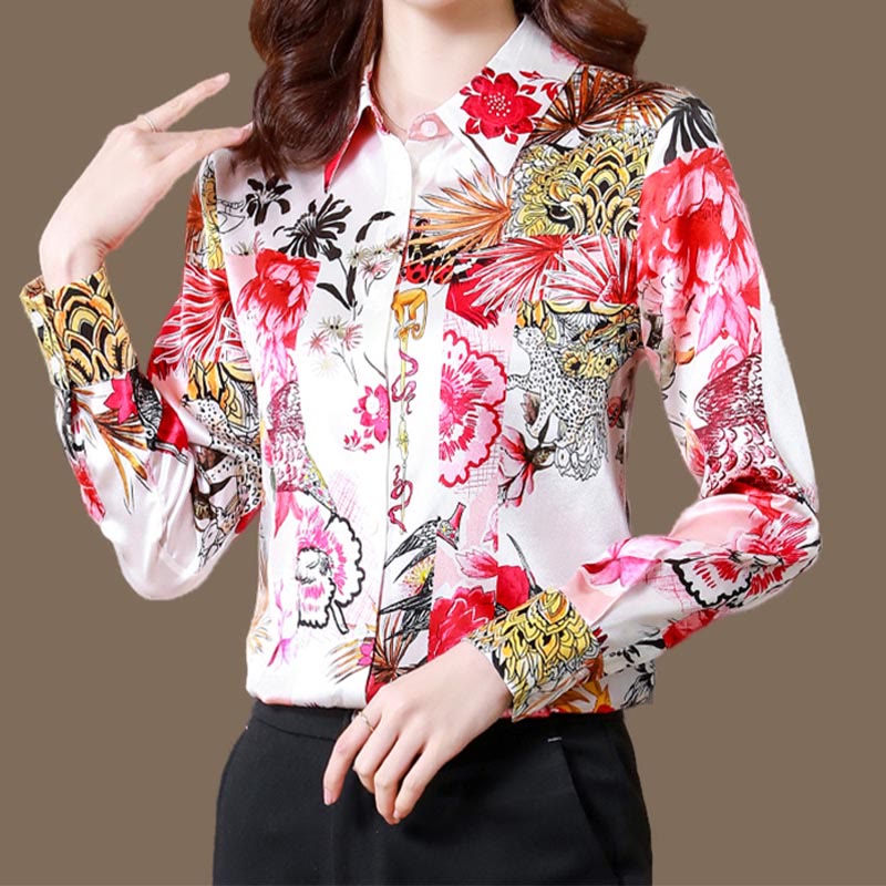 Vintage Flowers Print Long Sleeve Shirt modakawa