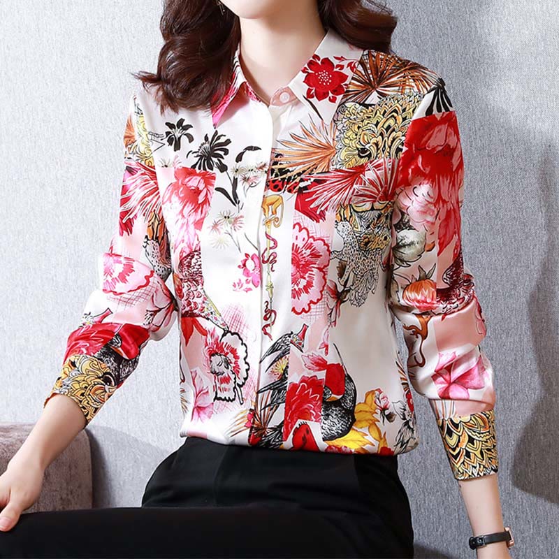 Vintage Flowers Print Long Sleeve Shirt modakawa