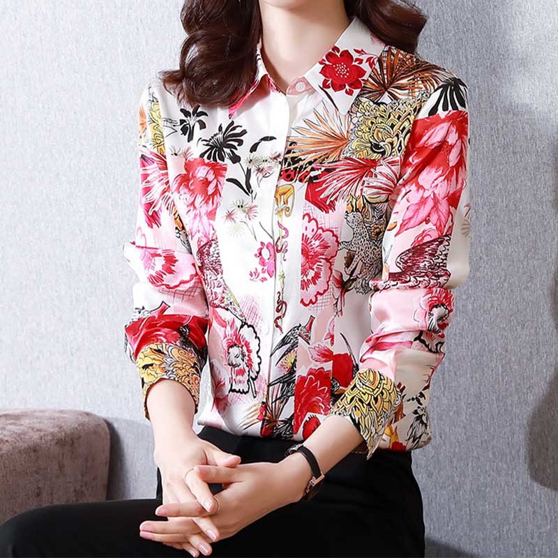 Vintage Flowers Print Long Sleeve Shirt modakawa