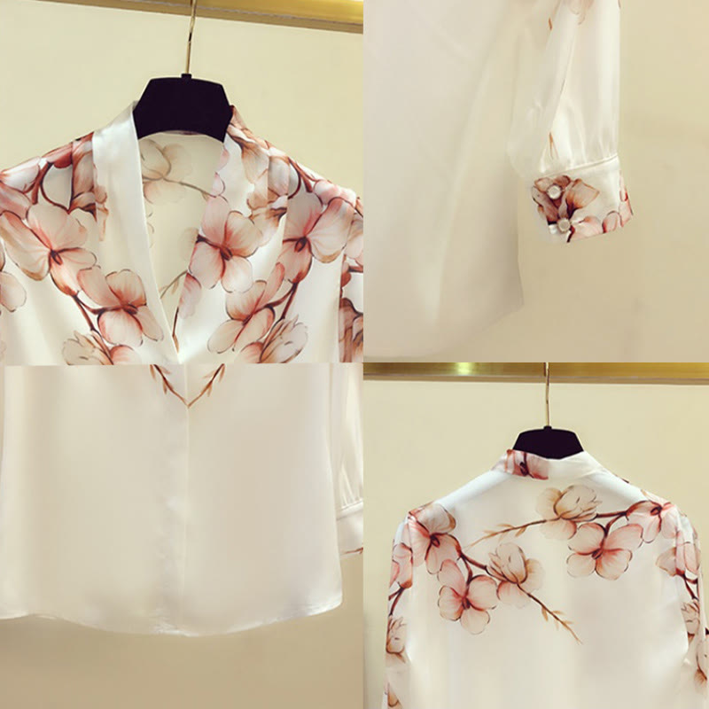 Pink Flowers Print Shirt modakawa