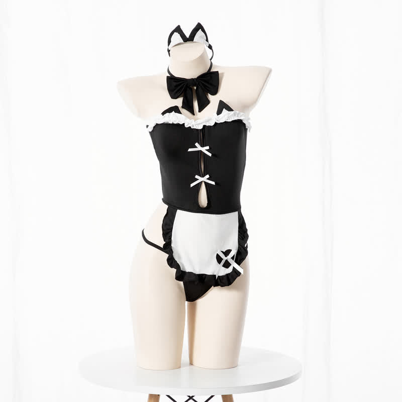 Sexy Cat Girl Backless Maid Uniform Lingerie Dress modakawa