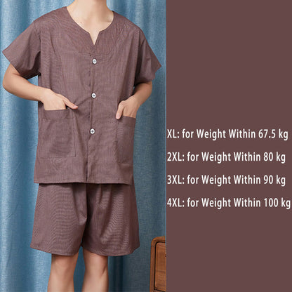 Chic Cotton Solid Color Button Cardigan Pajamas Set Modakawa