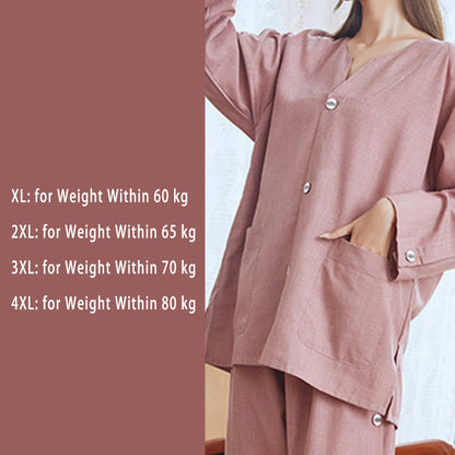 Chic Cotton Solid Color Button Cardigan Pajamas Set Modakawa