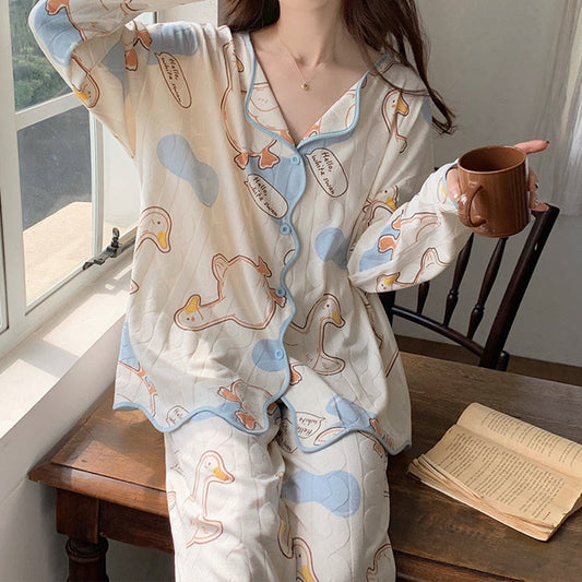 Kawaii Cartoon Long Sleeve Shirt Pants Pajamas Set Modakawa