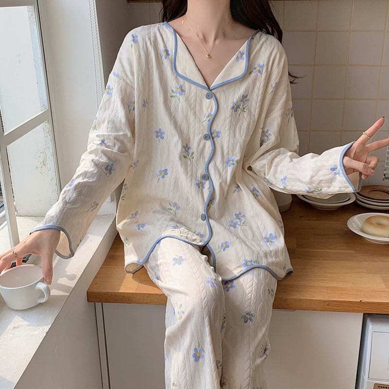 Kawaii Cartoon Long Sleeve Shirt Pants Pajamas Set Modakawa