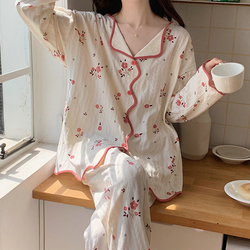 Kawaii Cartoon Long Sleeve Shirt Pants Pajamas Set Modakawa