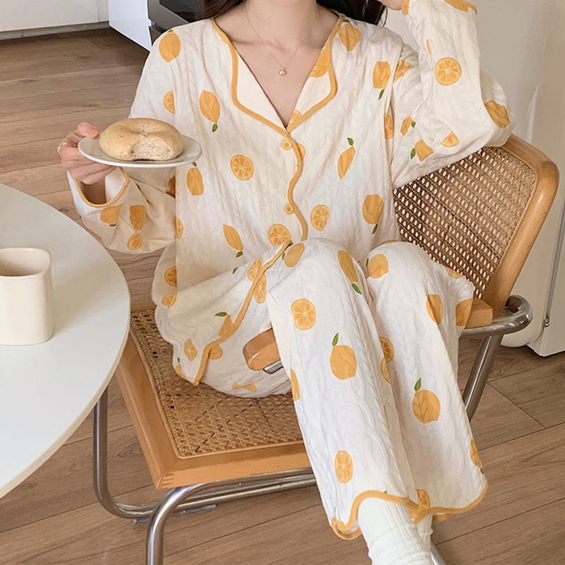 Kawaii Cartoon Long Sleeve Shirt Pants Pajamas Set Modakawa