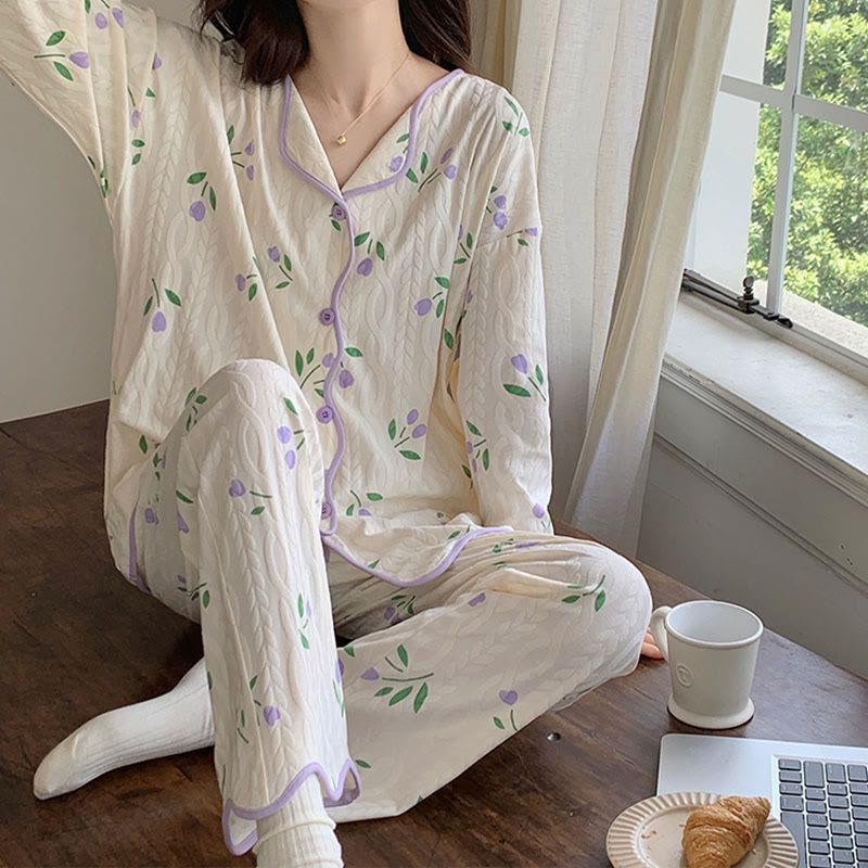 Kawaii Cartoon Long Sleeve Shirt Pants Pajamas Set Modakawa