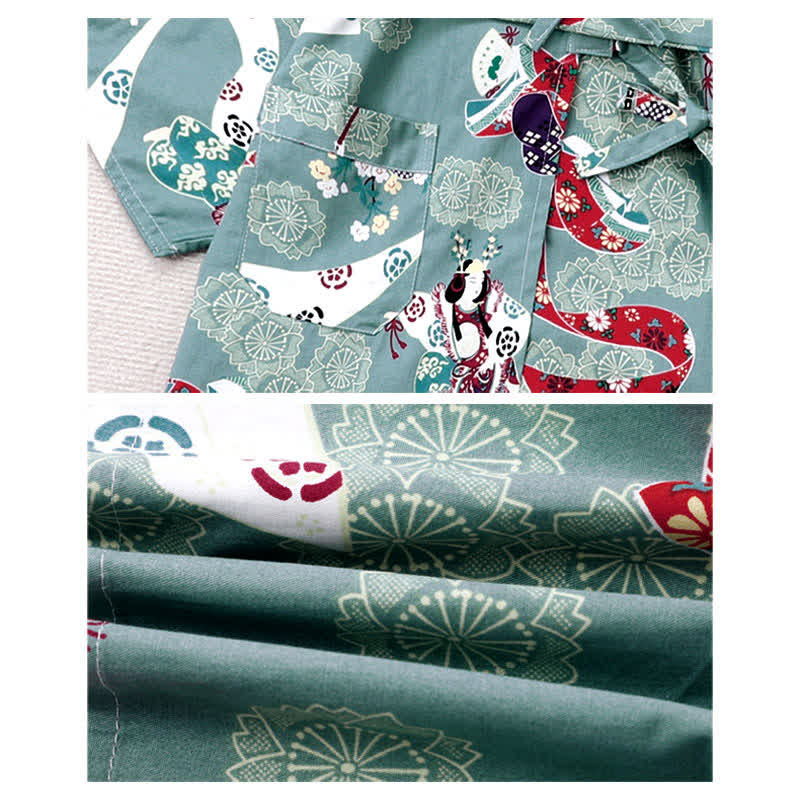 Green Floral Print Couple Outfit Pajamas Modakawa