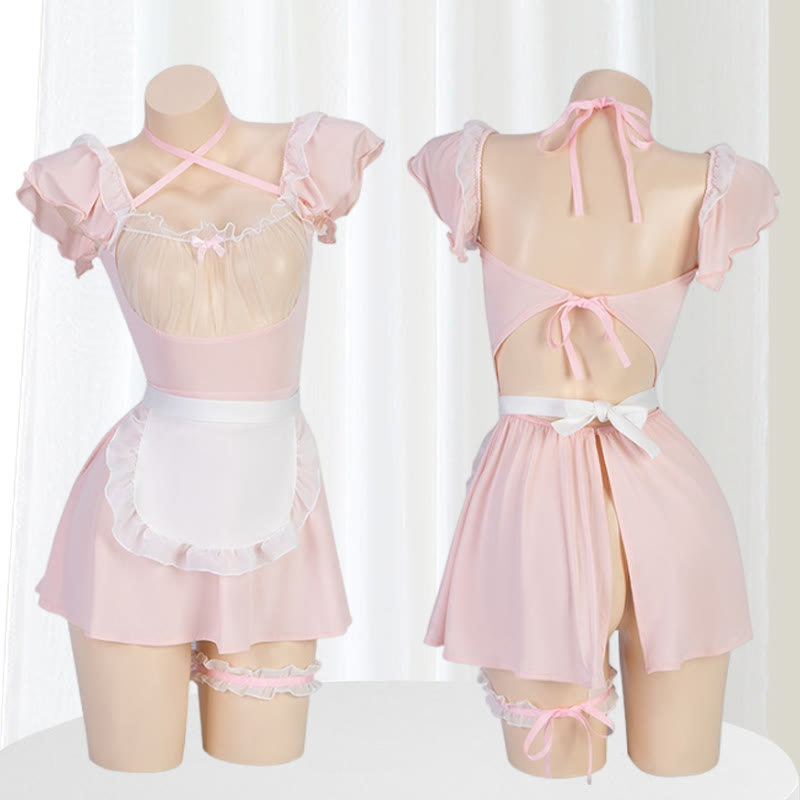 Pink Bunny Maid Uniform Lingerie Dress modakawa