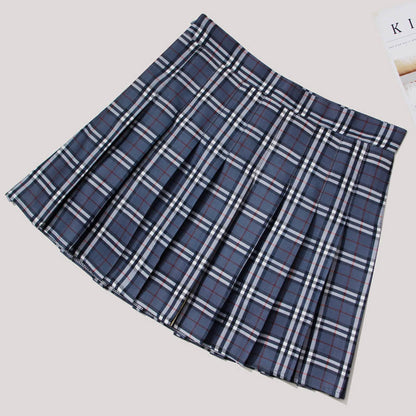 Plaid High Waist Casual Pleated Skirt modakawa