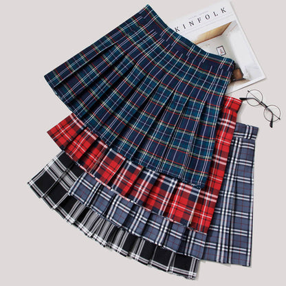 Plaid High Waist Casual Pleated Skirt modakawa