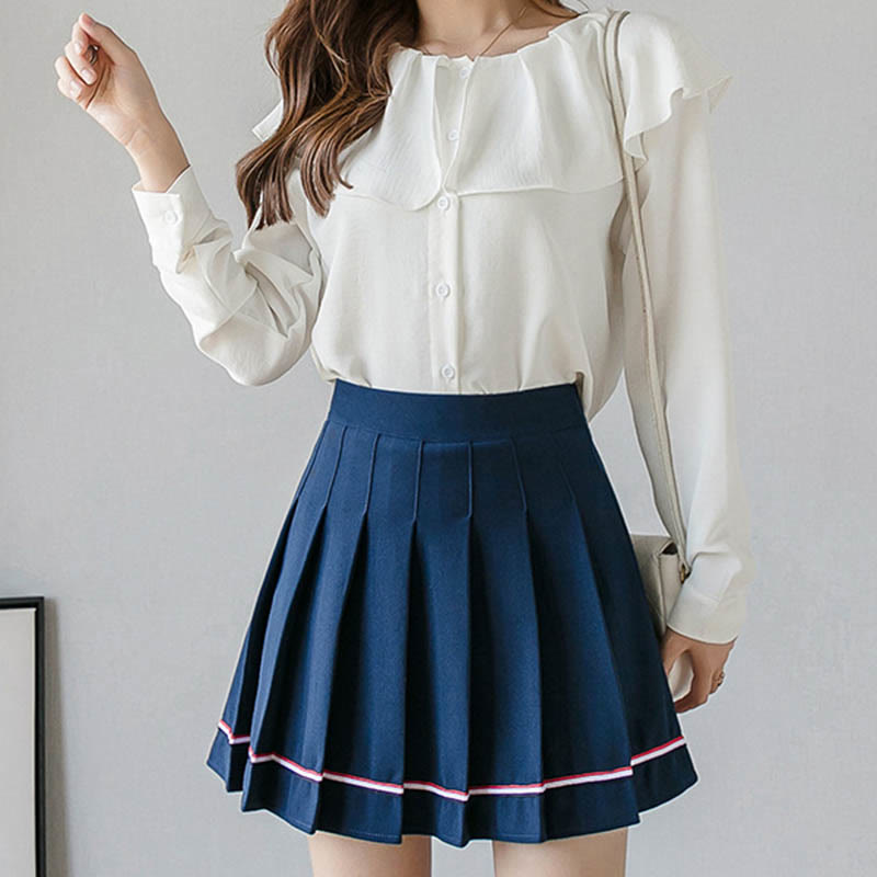 Casual High Waist Pleated Skirt modakawa