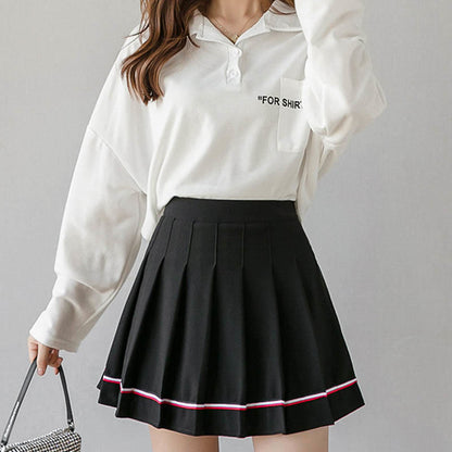 Casual High Waist Pleated Skirt modakawa