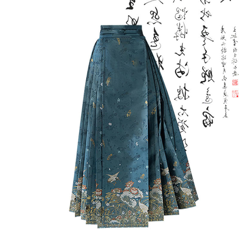 Vintage Lace-up Shirt High Waist Pleated Skirt Set modakawa