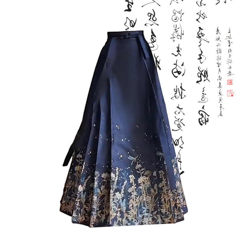 Blue Bow Print Print T-Shirt Vintage Pleated Skirt modakawa